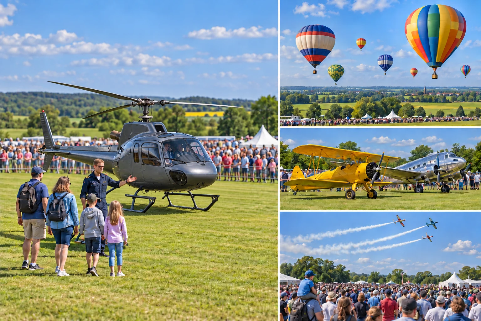 Symbolbild Flugplatzfest Bohmte mit Helikopter, Heißluftballons, historischen Flugzeugen und Airshow